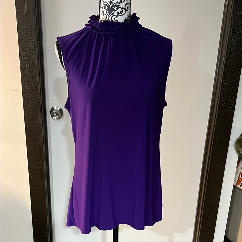 Ruffled Purple Sleeveless Blouse